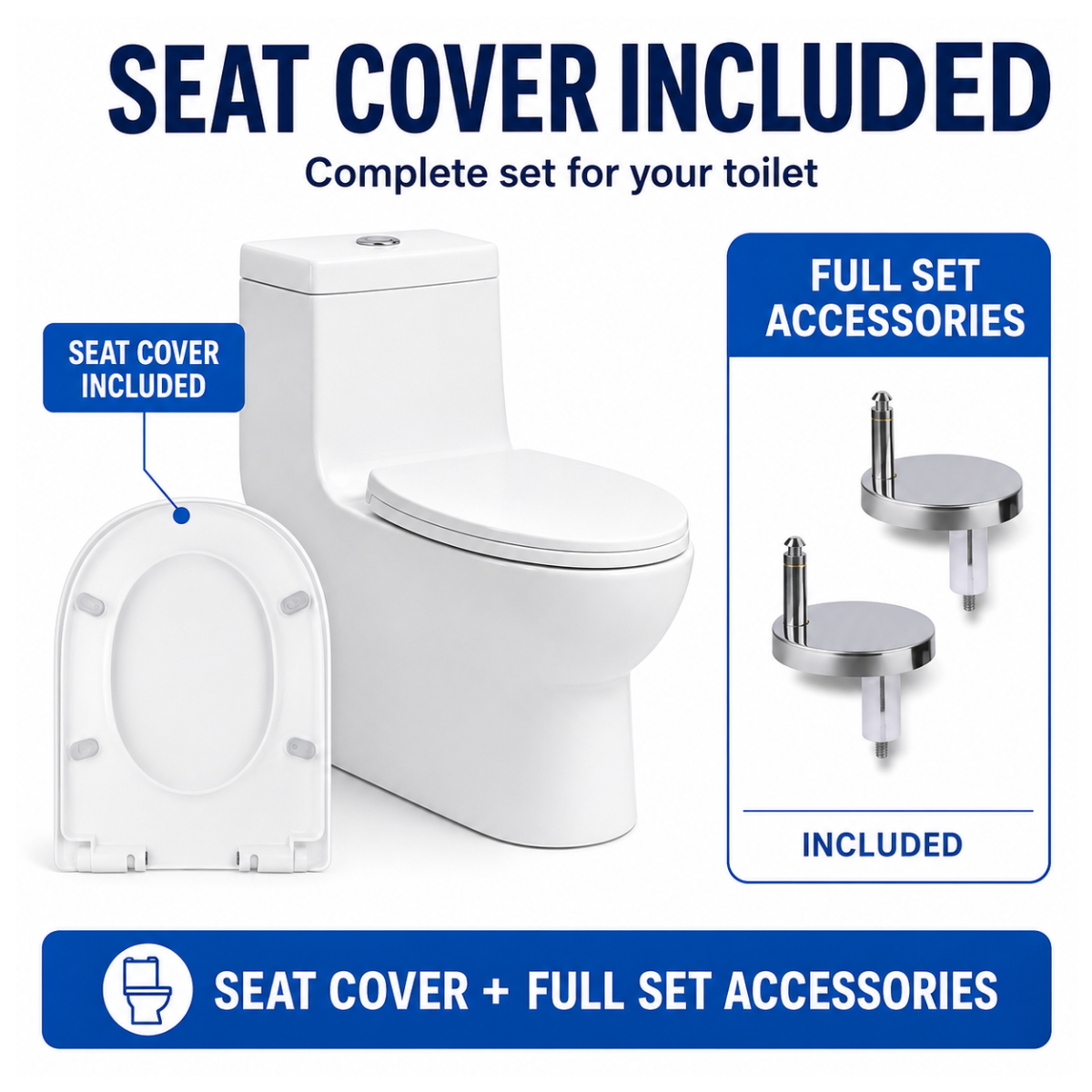 ZELLA S-Trap ONE-PIECE Twister Flush Toilet Bowl 250mm Full Set Accessories Heavy Duty Up to 200kg Best For Hotel/Airbnb/Home Use C654 S-Trap