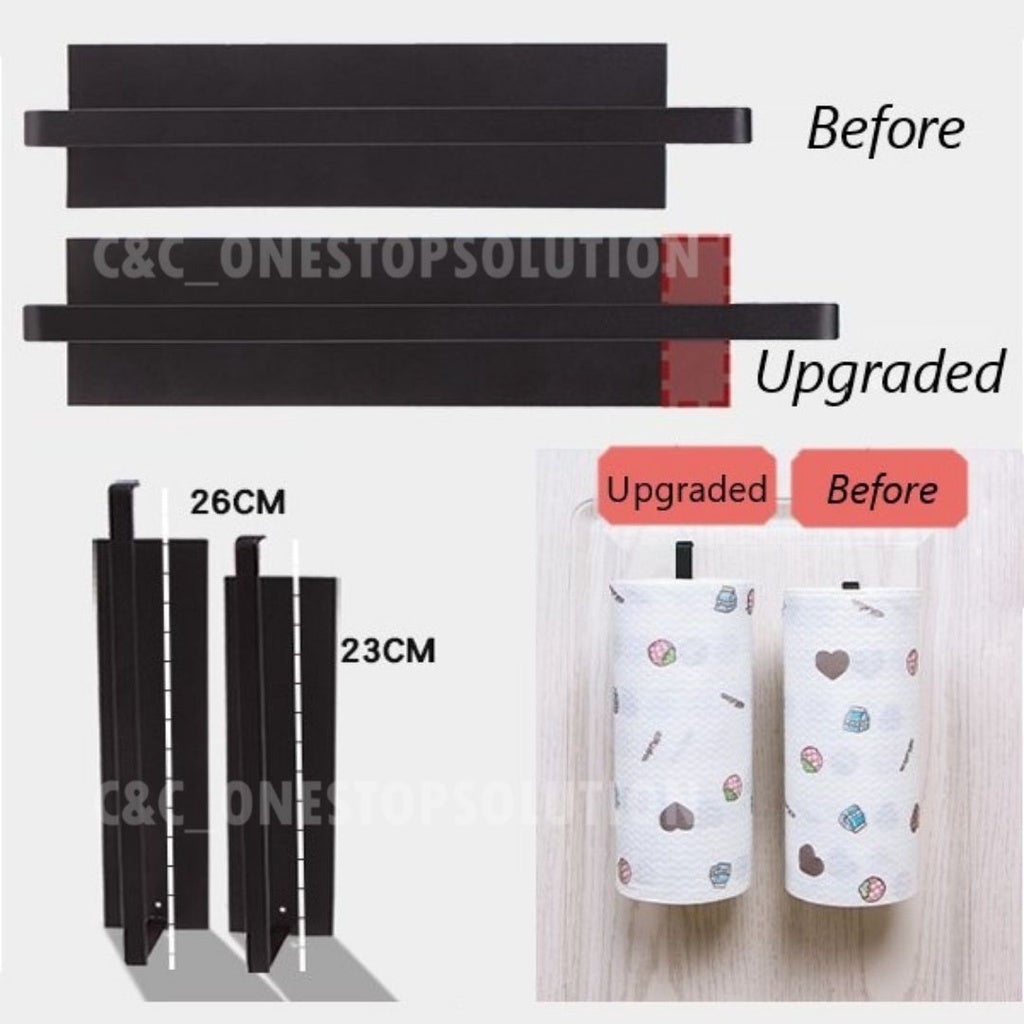 C&C UPGRADED Kitchen Tissue Paper Hanger Rack Toilet Paper Roll Holder Cabinet Rag Hanging Holder Bathroom Organizer