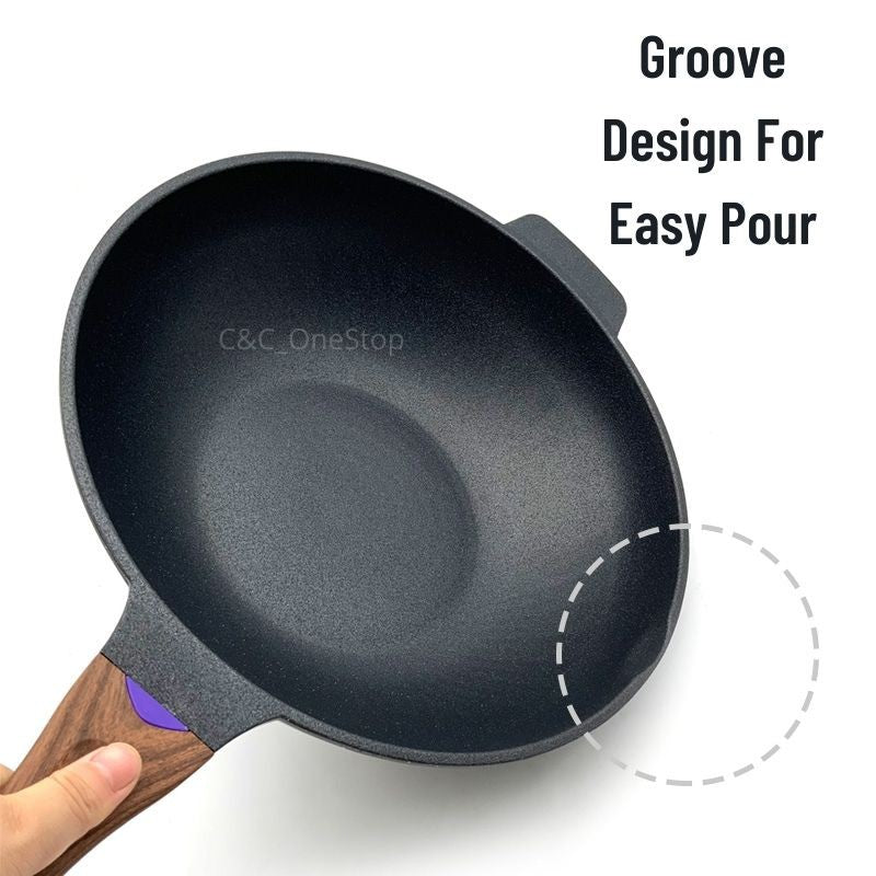 34cm Nonstick Frying Wok Periuk Besar Pan Non Stick Cooking Wok Pan Pot