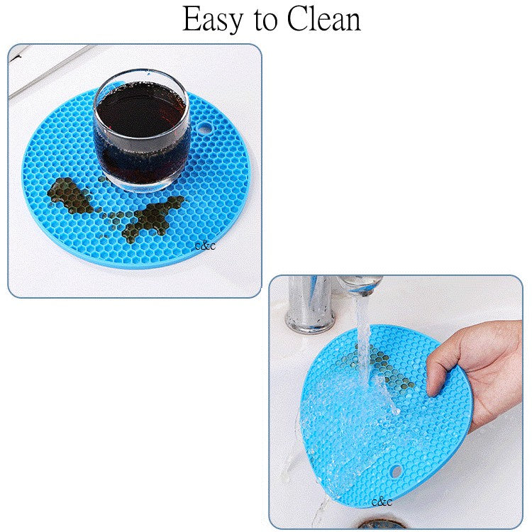 LARGE Silicone Heat Resistant Mat Trivet Pad Multipurpose Non-Slip Hot Pads for Kitchen Potholders Honeycomb