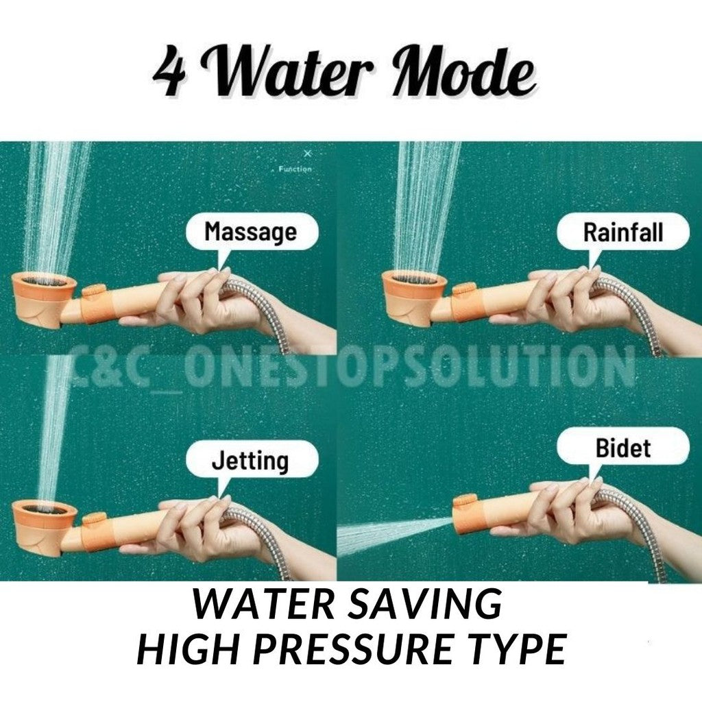 Nordic Hand Shower Head 4 Modes Hand Shower High Pressure - 4 Modes Water Saving Shower Head Set for Bathroom