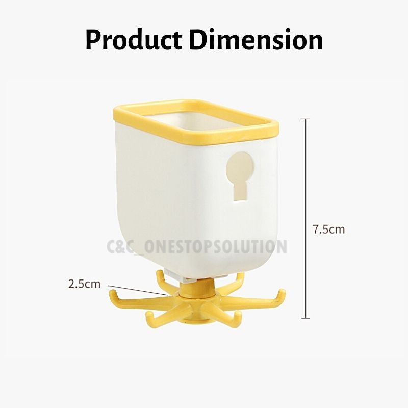 C&C 360 Degree Rotate Kitchen Hanger Self Adhesive Multifunction 6 Hooks Storage Rack Kitchen Hooks Tapes Adhesives Wall Hook