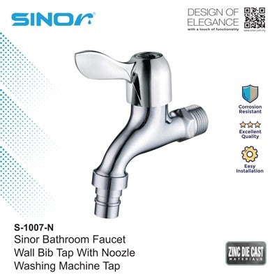 Sinor S-1007-N Bathroom Faucet Wall Bib Tap Washing Machine Tap
