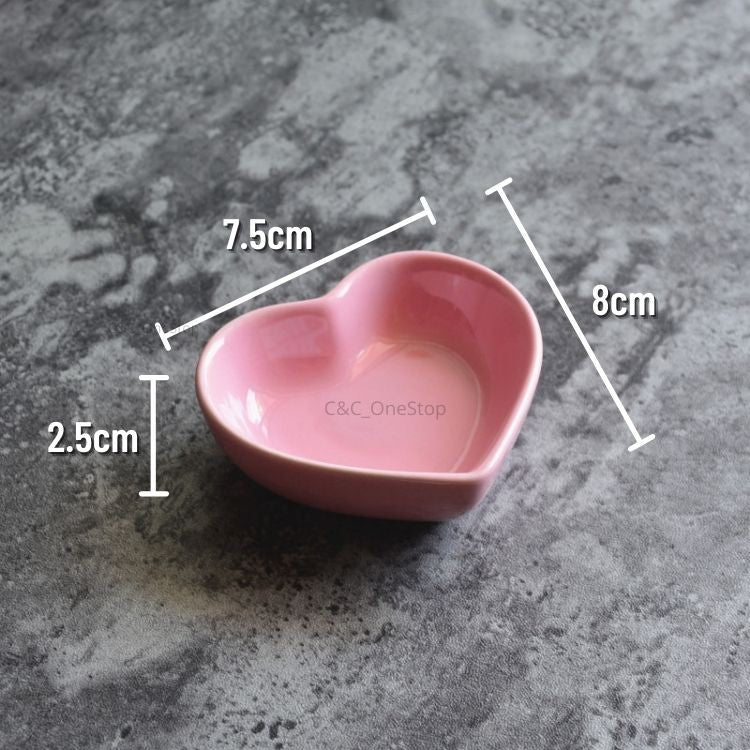 1pc Love Shape Dish Saucer Seasoning Dipping Kitchen Heart / Love Shape Ceramic Bowl Tealight Sauce Dish
