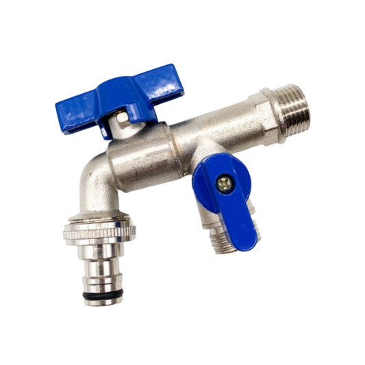 VAGO HEAVY-DUTY TWO WAY DOUBLE BRASS GARDEN BIB TAP FIT WASHING MACHINE