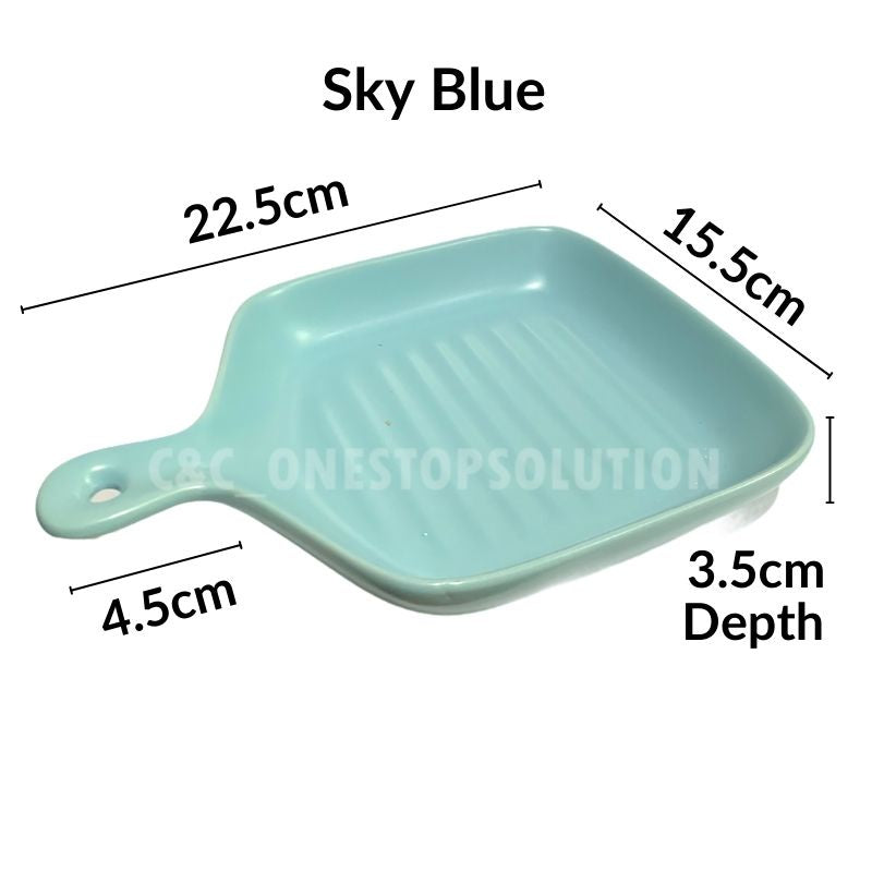 C&C Nordic Style Ceramic Plate With Handle Salad Pizza Pasta Roasted Vegetables Baked Oven Baking Plate