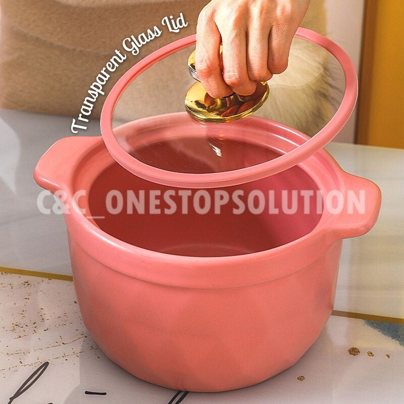 C&C Nordic Casserole Pot Clay Pot Ceramic Pot Ceramic Cookware Pixie Cooking Stew Pot Soup Pot Stockpot Periuk Tanah