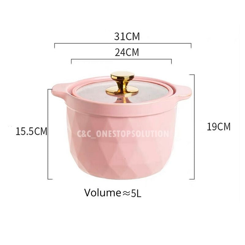 C&C Nordic Casserole Pot Clay Pot Ceramic Pot Ceramic Cookware Pixie Cooking Stew Pot Soup Pot Stockpot Periuk Tanah