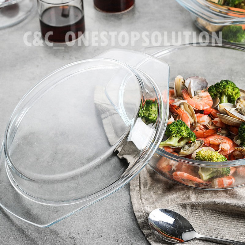 C&C Tempered Glass Bowl With Lid Salad Bowl Soup Bowl Instant Noodle Deep Bowl Rice Bowl Microwave Oven Heat-resistant