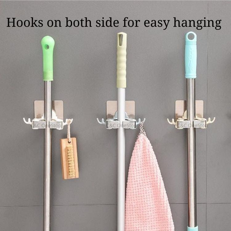 Antlers Mop Holder With Hook Hanger Mop Broom Holder Self Adhesive Sticker Wall Mounted