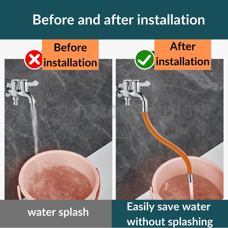 C&C 30cm Silicone Stainless Steel Faucet Extension Extender  water pipe extender Universal rotation soft water