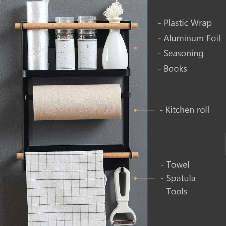 Magnetic Fridge Holder Rack Kitchen Organizer for Kitchen Towel Condiments Seasonings Storage Refrigerator