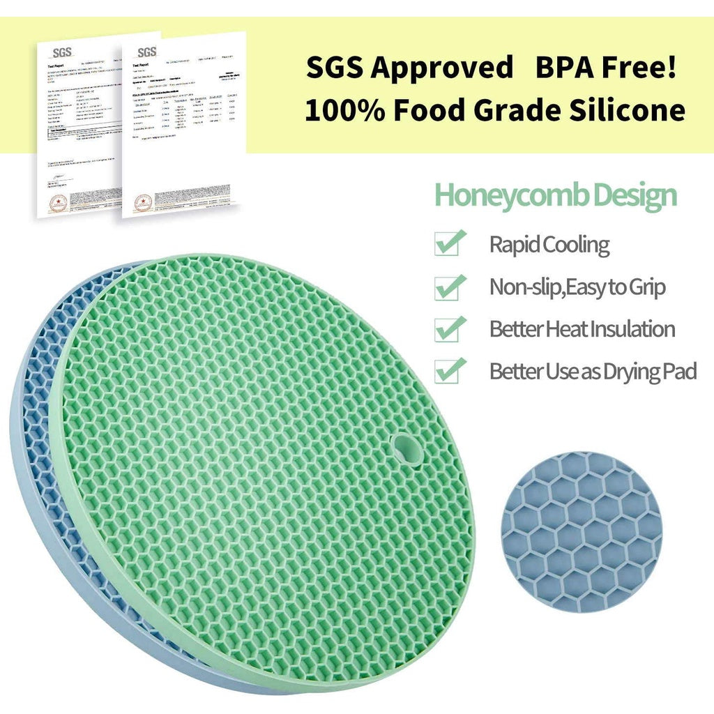 LARGE Silicone Heat Resistant Mat Trivet Pad Multipurpose Non-Slip Hot Pads for Kitchen Potholders Honeycomb