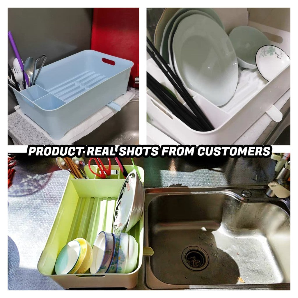 Multipurpose Nordic Style Dish Rack with Drainage Board Dish Drainer Bathroom Storage Box Kitchen Storage