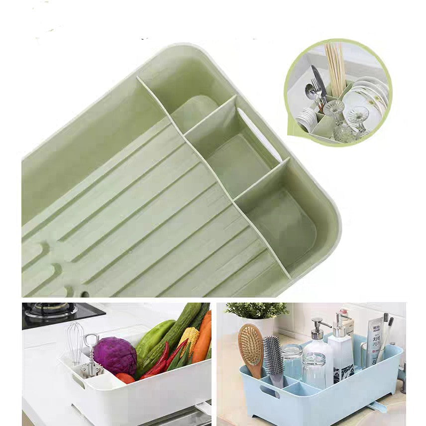 Multipurpose Nordic Style Dish Rack with Drainage Board Dish Drainer Bathroom Storage Box Kitchen Storage