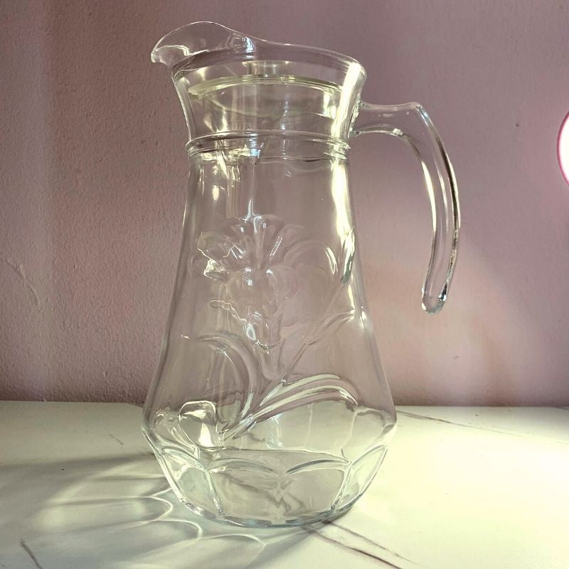 C&C Premium Glass Water Jug Pitcher With Lid Serving Jar Drinking Jar Fruit Juice Tea Cold Water Beverages Jug Syrup Jar