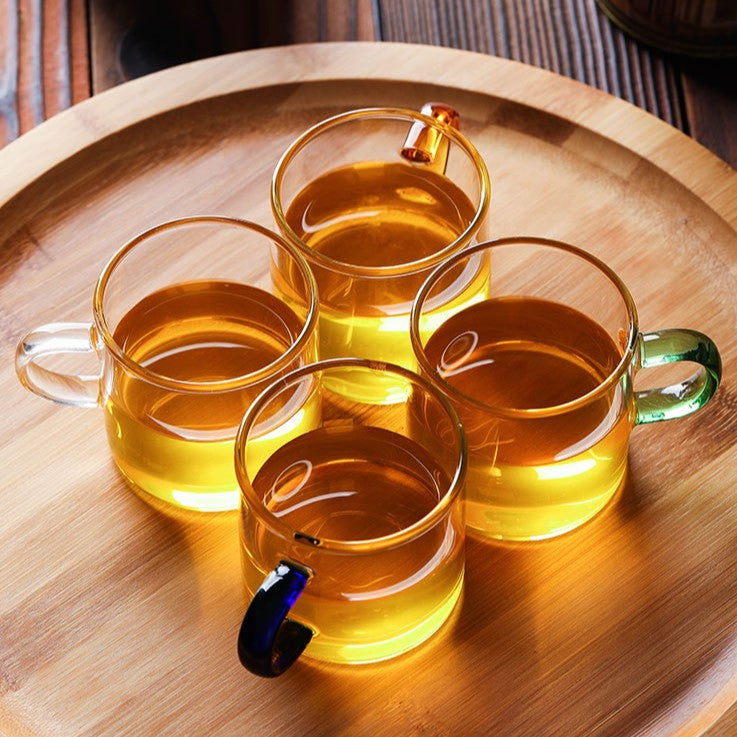 4Pcs Borosilicate Glass Tea Cups With Handle Gift Set Clear Glass Mug Coffee Cup Tea Milk Drinkware Cawan Teh