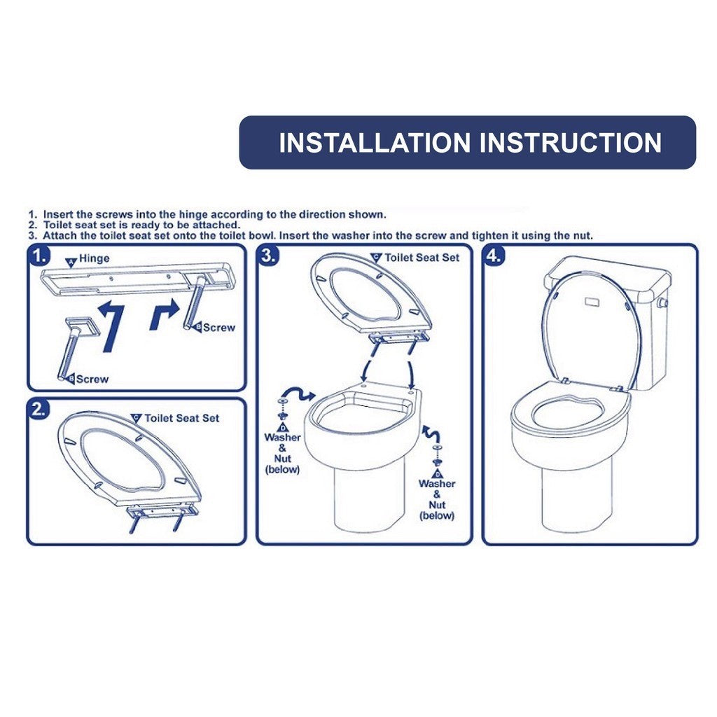 C&C Heavy Duty Soft Closing Long Flap Toilet Seat Cover With Slow Close Elongated Penutup Mangkuk Tandas Duduk