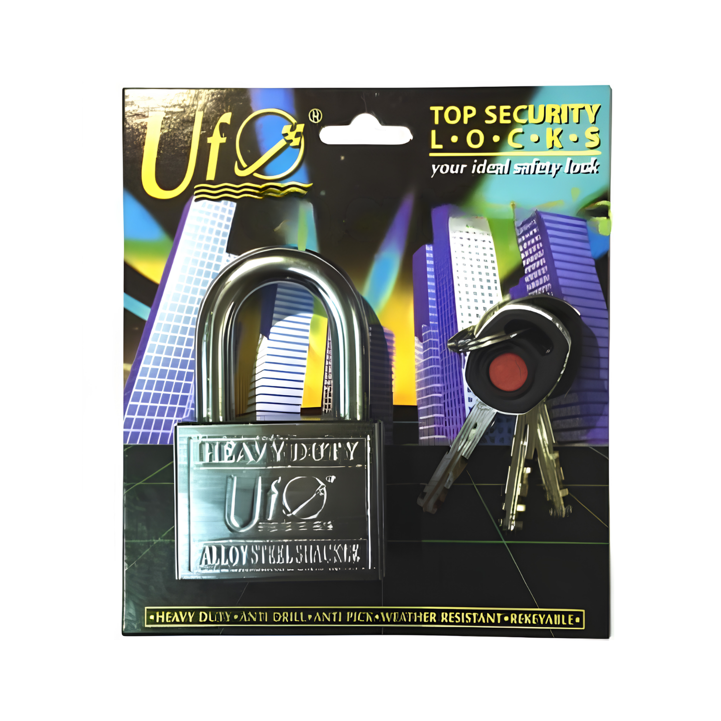 Authentic UFO 50mm Key Alike Heavy Duty Padlock 1 Piece Padlock - 3 Pieces Key