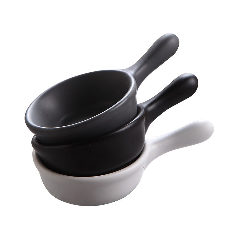 Mini Handled Ramekin Ceramic Sauce Dipping Bowl Sauce Seasoning Kitchen Plate Saucer Plate
