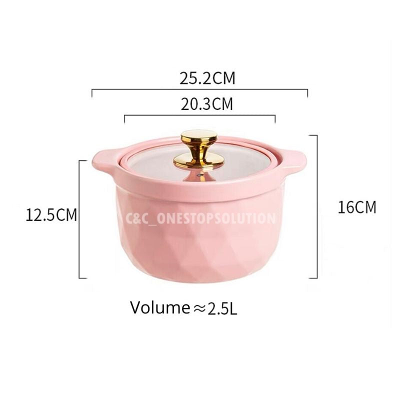 C&C Nordic Casserole Pot Clay Pot Ceramic Pot Ceramic Cookware Pixie Cooking Stew Pot Soup Pot Stockpot Periuk Tanah