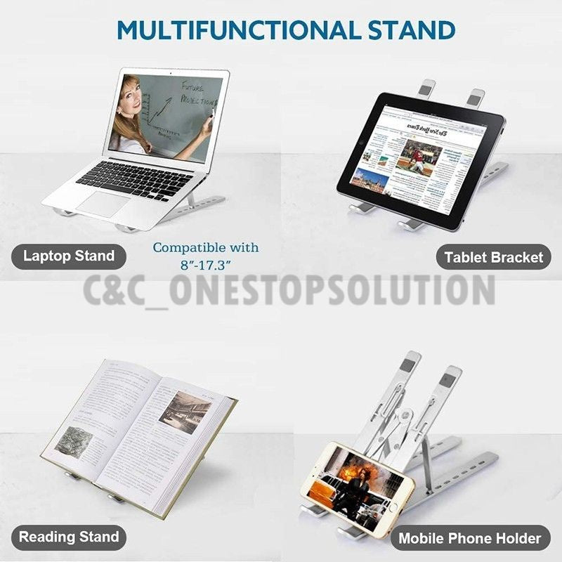 C&C Portable Laptop Stand Adjustable Foldable Laptop Holder Non-Slip Support Base Notebook Stand Healthy Posture