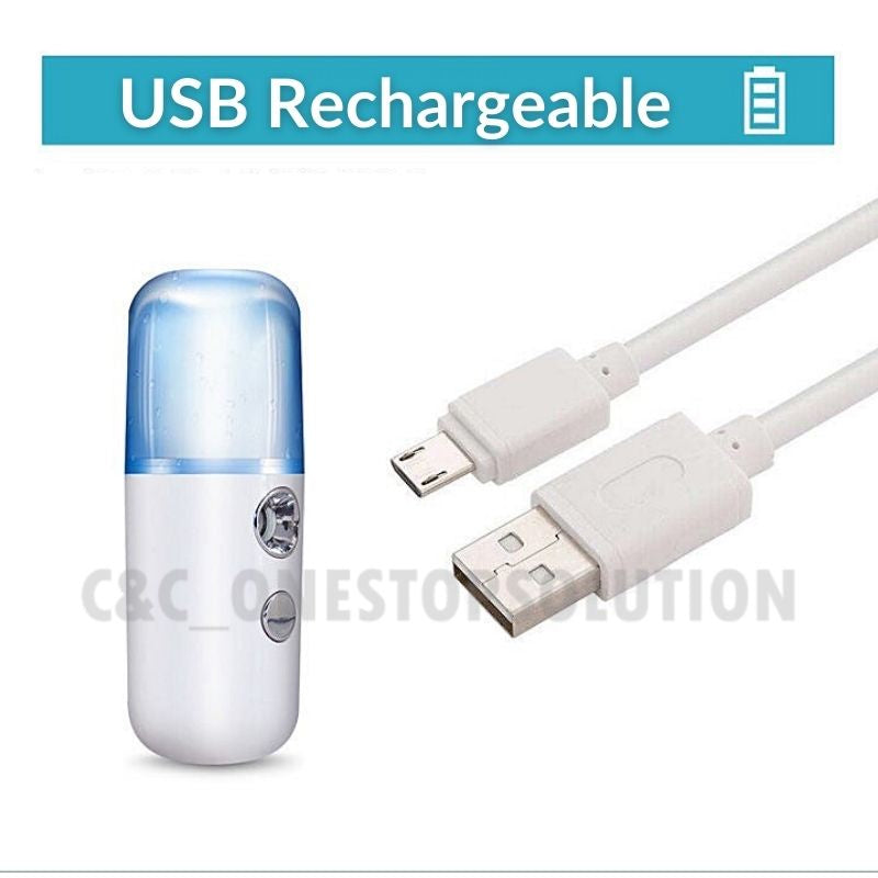 C&C 30ml Portable USB Sanitizer Spray Machine Nano Mist Spray Nano Spray Gun Alcohol Spray Face Mist Botol Sembur