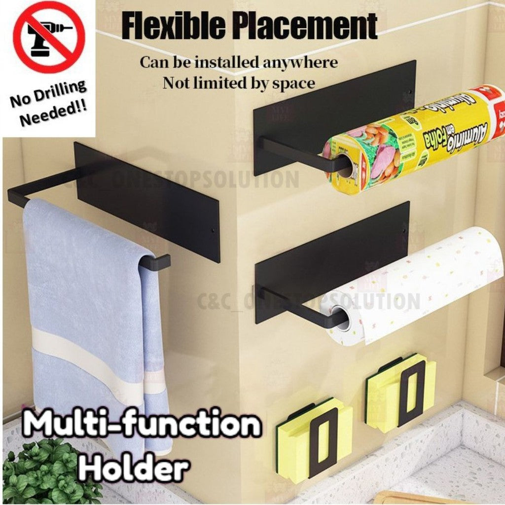 C&C UPGRADED Kitchen Tissue Paper Hanger Rack Toilet Paper Roll Holder Cabinet Rag Hanging Holder Bathroom Organizer