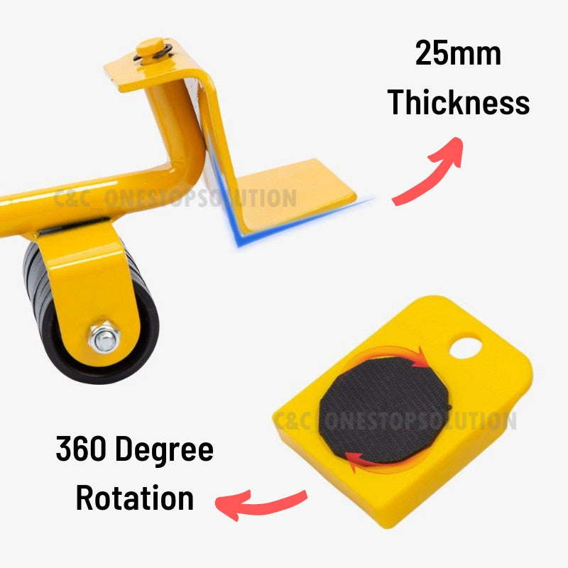 Furniture Transport Lifter Mover Tools Rolling Wheel Corner Furniture Lifter Set Alat Pindah Rumah 5 pcs