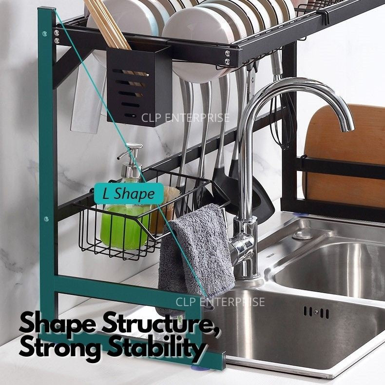 2 Size Powder Coated Stainless Steel Dish Drainer Kitchen Sink Rack Dish Rack Kitchen Basin Rack 85CM / 65CM