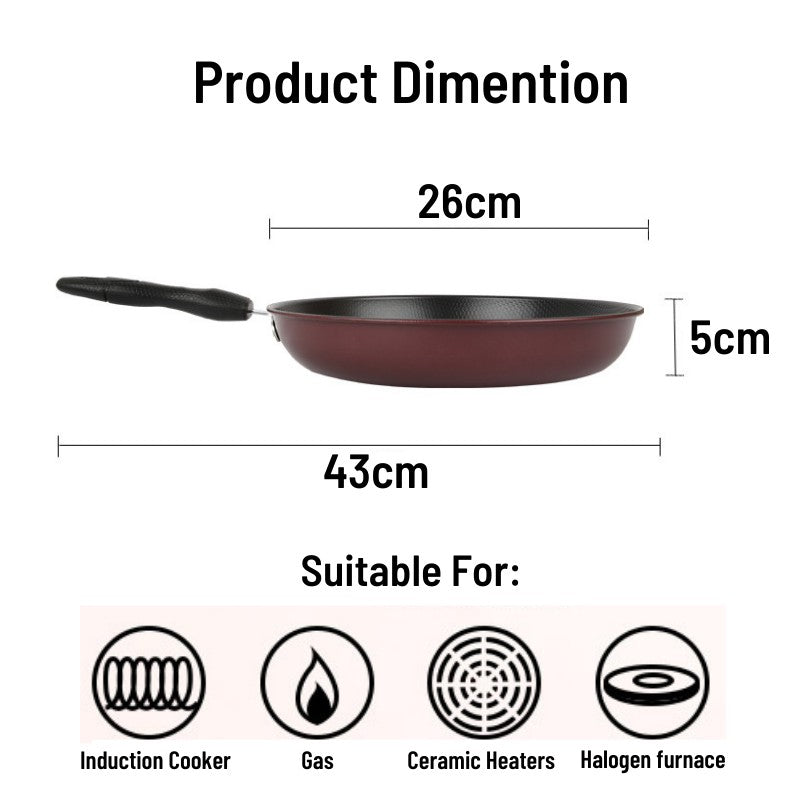 26cm Frying Pan Cooking Pans Non-Stick Flat Bottom Cookware