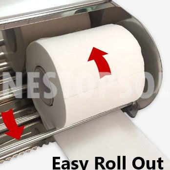LARGER Solid SUS304 Stainless Steel Toilet Paper Holder Bathroom Tissue Box Wall Mounted Toilet Paper Roll Box C&C_ONE