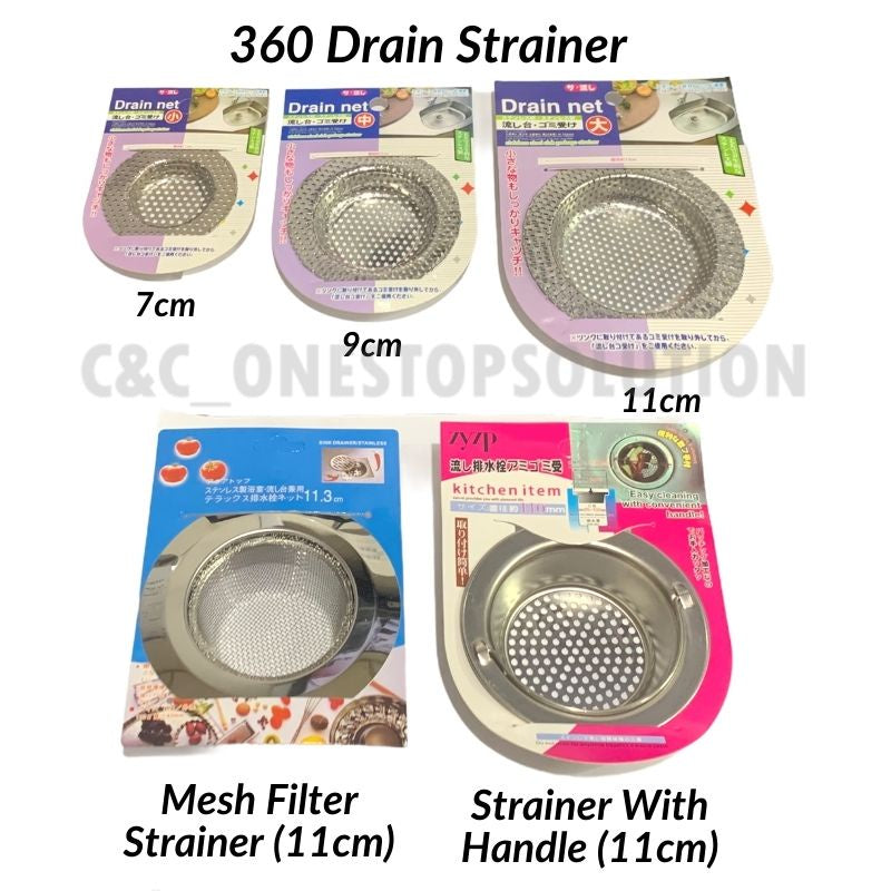 C&C Stainless Steel Sink Filter Sink Strainer Drainer Drain Filter Kitchen Strainer Bekas Penapis Air Sinki