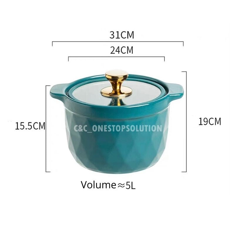 C&C Nordic Casserole Pot Clay Pot Ceramic Pot Ceramic Cookware Pixie Cooking Stew Pot Soup Pot Stockpot Periuk Tanah