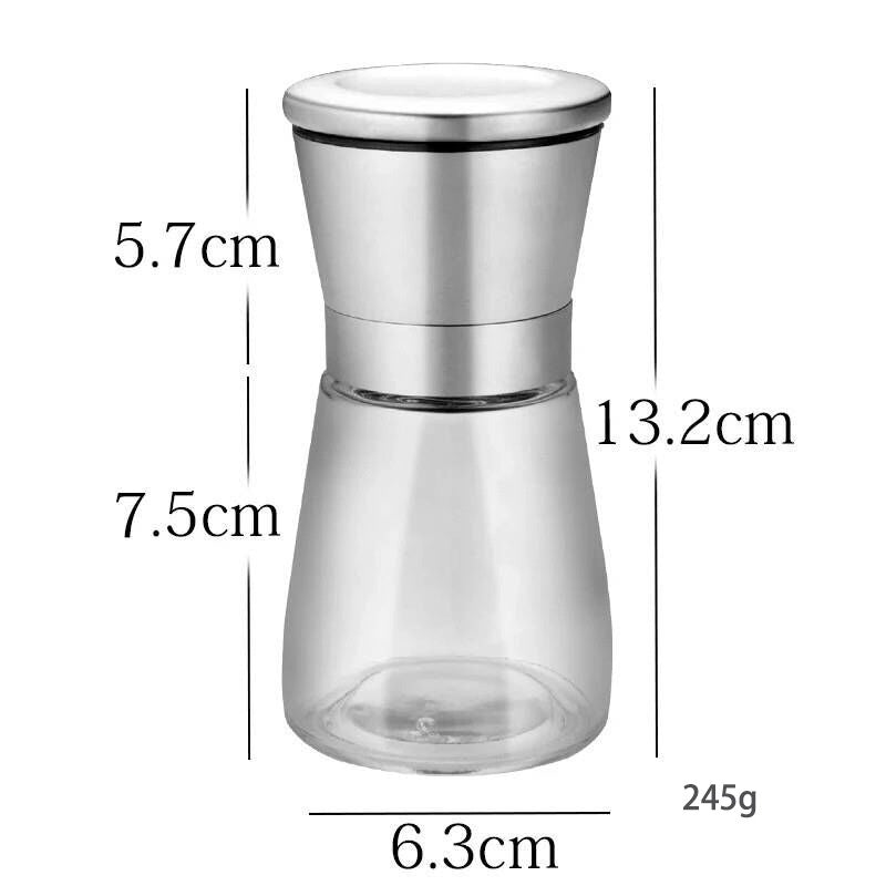 Adjustable Grind Size Black Pepper Grinder Pepper Sea Salt Mung Bean Millet Grinder Kitchen Seasoning Jar Adjustable 304