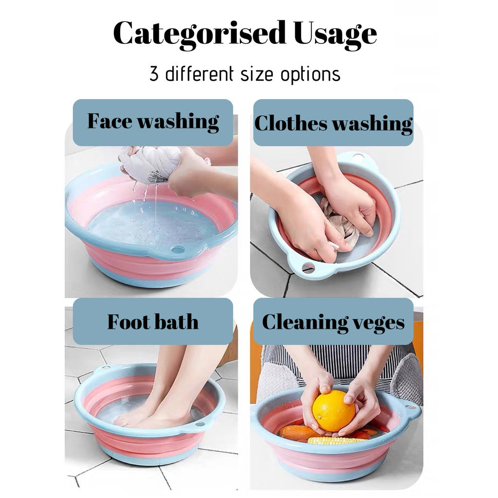 TRAVEL Multipurpose Foldable wash basin Portable Household Large Collapsible Travel Face Washing Bucket Dish Tub