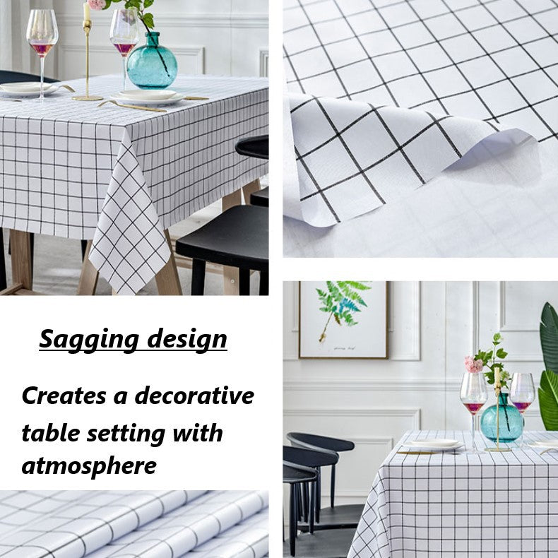 C&C PVC Table Cloth Dustproof Alas Meja Waterproof Rectangle Table Cover Desk Cloth Plaid tablecloth oilproof 137x180