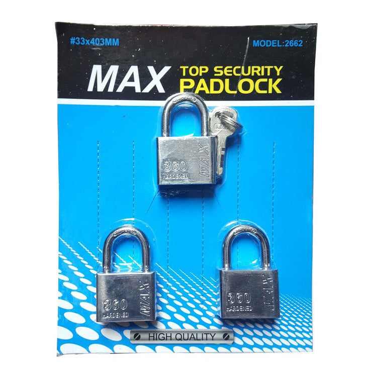 MAX Top Security Lock 40mm Padlock Mangga Pintu Kualiti ISO9001 Quality Anti-Cut Lock Security Pad Lock