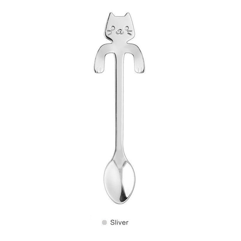 C&C Cat Tea Spoon 304 Stainless Steel Hanging Spoon Cute Cat Design Cat Lover Coffee Spoon Ice Cream High Tea Spoon