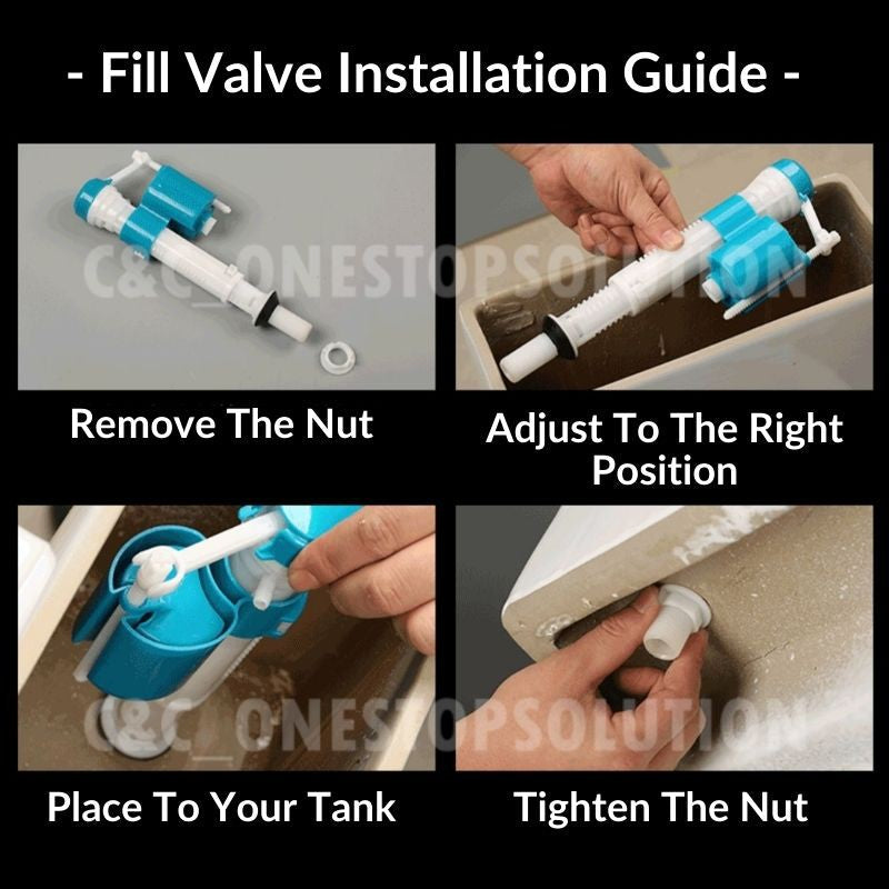 WATER SAVING Cistern Flush Valve Set w/ Adjustable Syphon Valve Toilet Cistern Water Inlet Control Bathroom Fitting