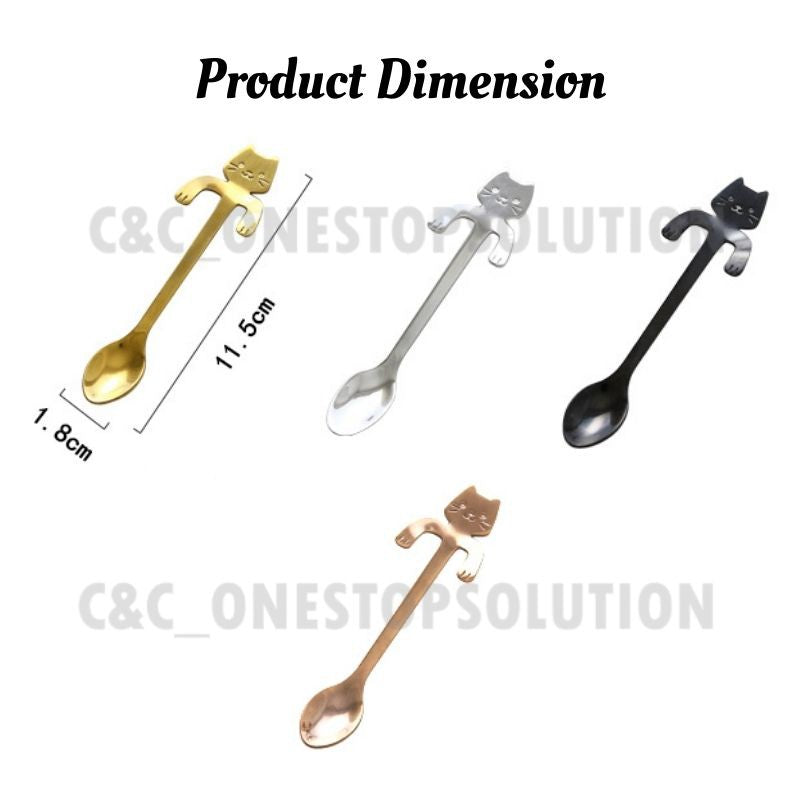 C&C Cat Tea Spoon 304 Stainless Steel Hanging Spoon Cute Cat Design Cat Lover Coffee Spoon Ice Cream High Tea Spoon