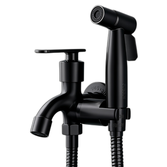 2-Way Bidet Tap with Spray - Black