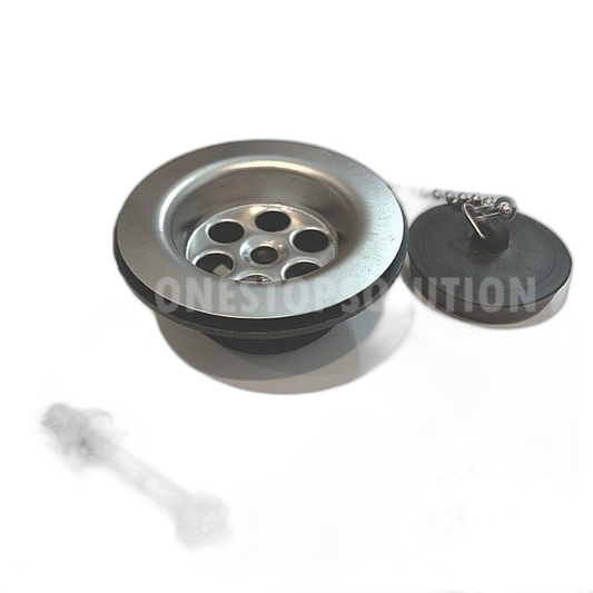 BRANDED Stainless Steel Basin Waste Plug and Chain Set 1 1/4 inches 32MM / 1 1/2 inches 38MM