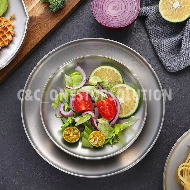 C&C Korea Stainless Steel Plate Stainless Steel Round Plate Breakfast Plate Steak Plate Dinner Plate Dessert Plate