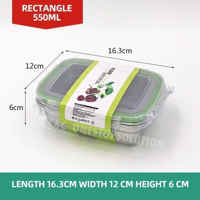 C&C Air Tight Stainless Steel Rectangle Lunch Box Food Containers With Snapping Seal Leak-proof Lids Thermal Insulated