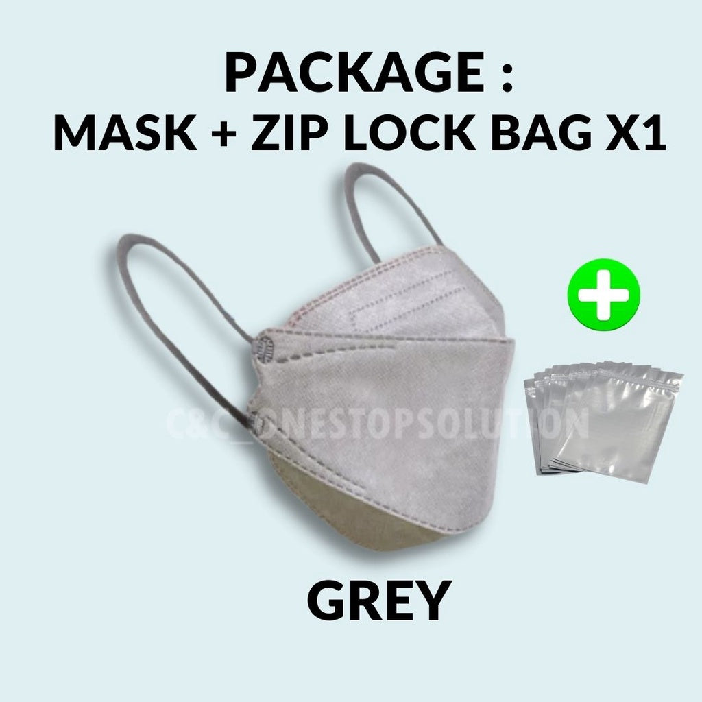 C&C PREMIUM Adult KF94 4Ply Face Mask Earloop Fish Mask Disposable Protective Anti Dust Fine Dust Black Mask 3D Mask