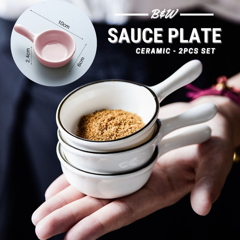 Gloss Finish Ceramic Sauce Plate Mini Dipping Pan Design With Handle Bowl Sauce Seasoning Kitchen Plate