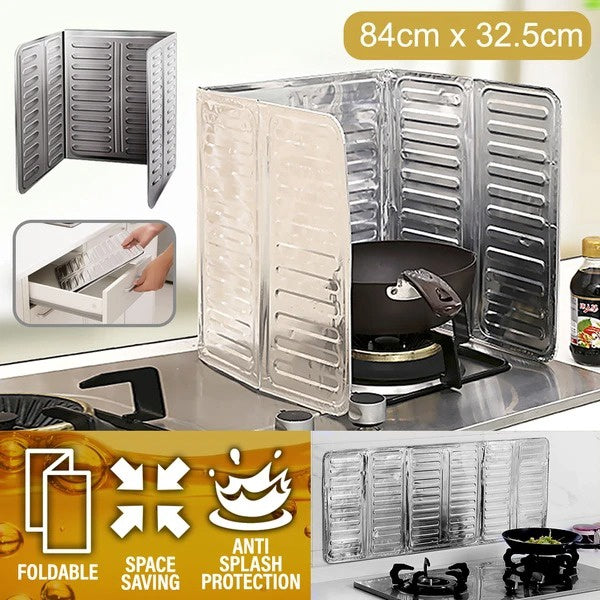 C&C Foldable Oil Splash Guard Aluminum Foil Heat Resistance Gas Stove Shield Washable Stove Cover Pelindung Dapur Gas