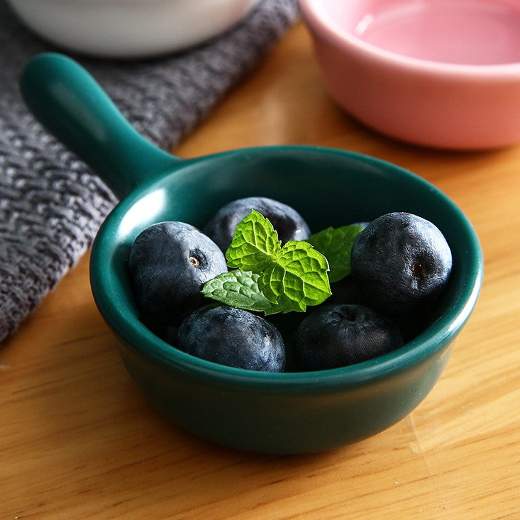 Mini Handled Ramekin Ceramic Sauce Dipping Bowl Sauce Seasoning Kitchen Plate Saucer Plate