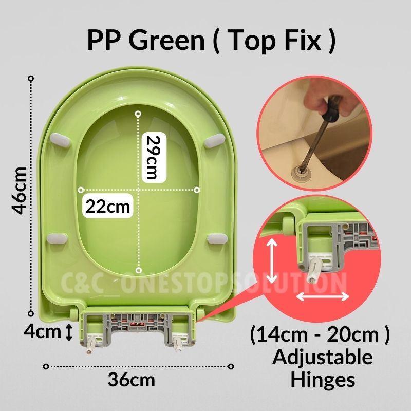 C&C Black U Shape Toilet Seat Cover With Soft Close Adjustable Hinge Penutup Mangkuk Duduk Tandas